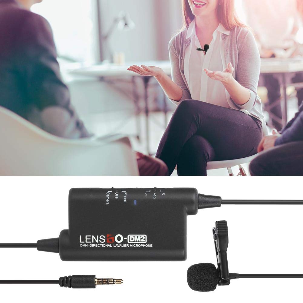LYM-DM2 Cable Micrófono de Solapa de Solapa Micrófono Externo con Cable de 3.5mm Entrevista Clip de Collar Externo Mic Micrófono de Solapa con Clip de Manos Libres para Grabación de Teléfono