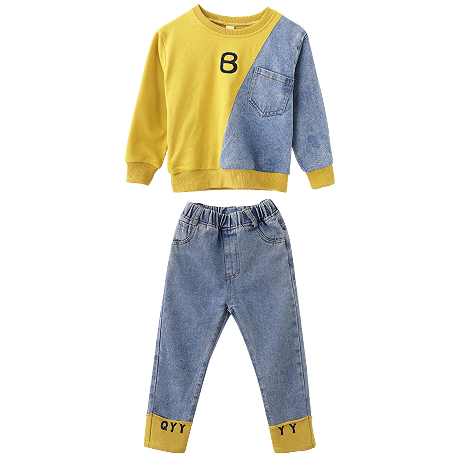 Conjunto de sudadera y vaqueros elásticos de niña para evitar rodillas rotas 8