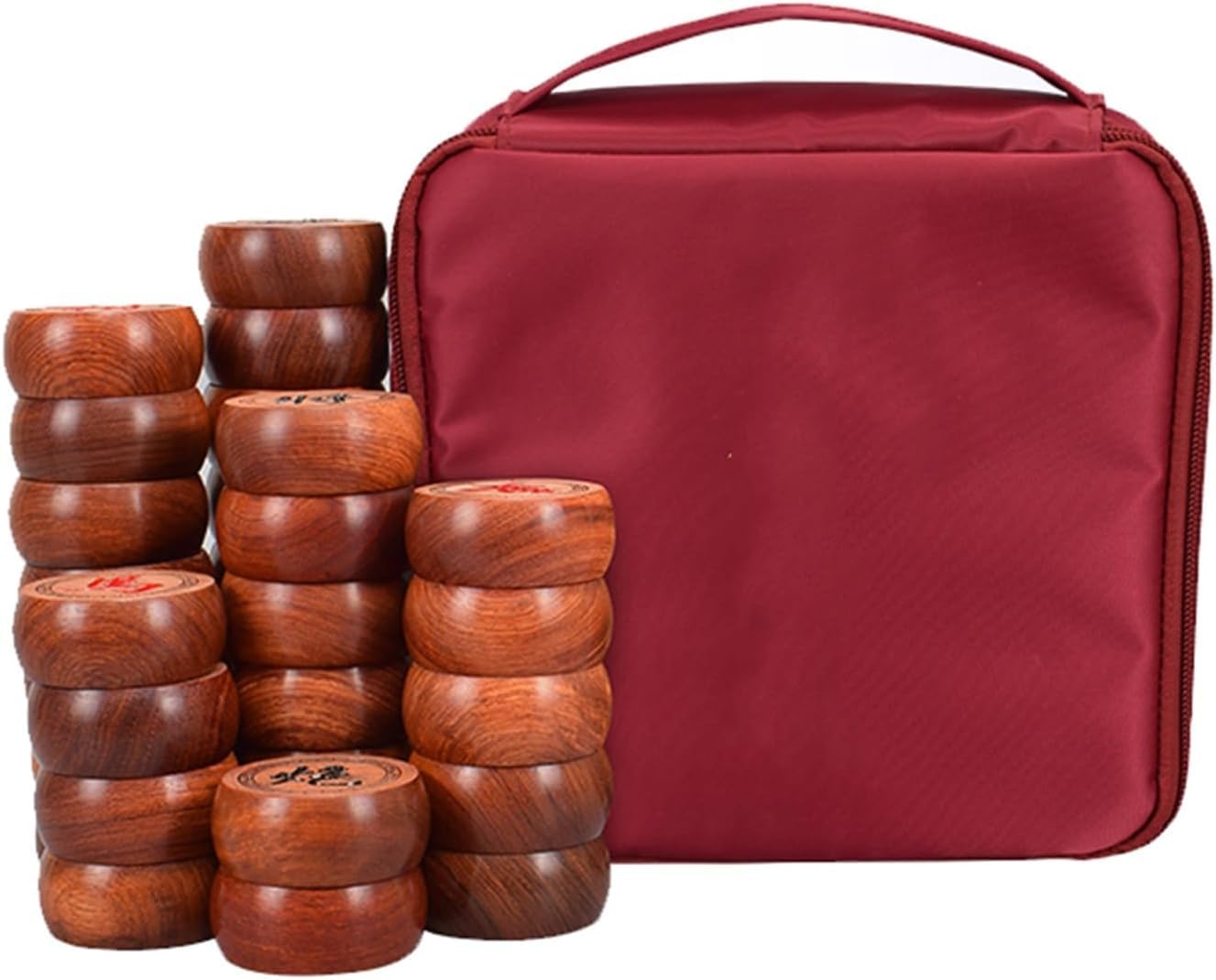 Cinese Gqi per 2 Giocatori Tradizionale Portatile Cinese Scacchi da Viaggio Set da Tavolo con Pezzi in Palissandro E Scacchiera in Pelle, One Color, 5.8cm/2.3in