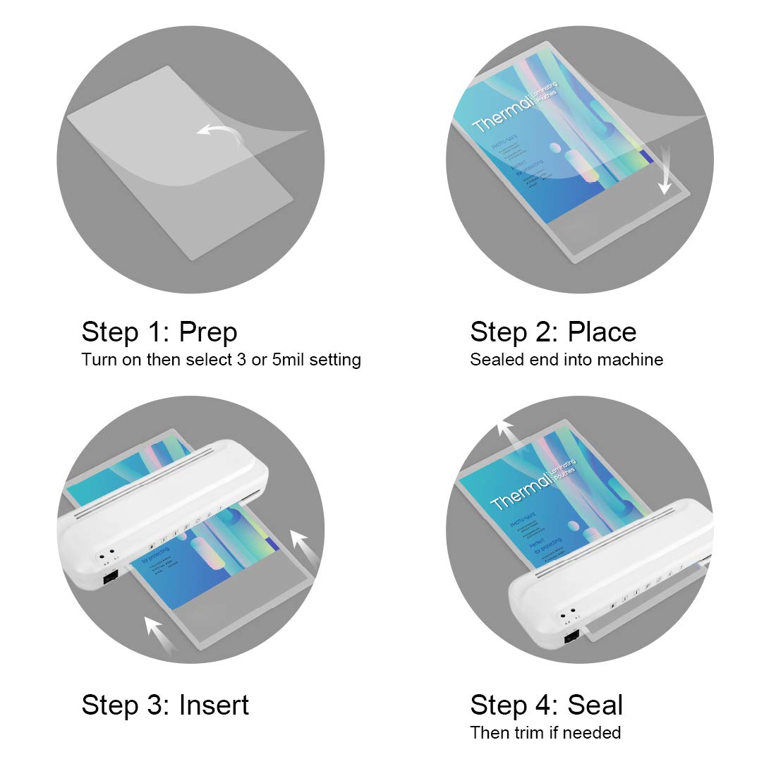 KTRIO Laminating Sheets, Holds 8.5 x 11 Inch Sheets 300 Pack, 3 Mil Clear Thermal Laminating