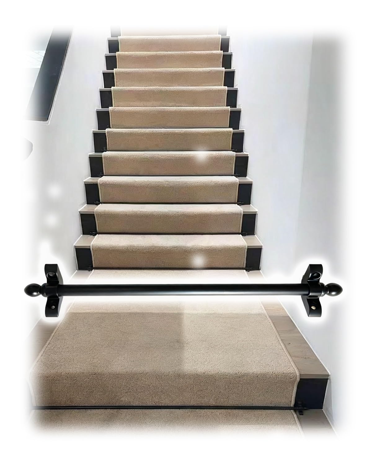 Brass Rustproof Fixing Rod for Carpets, Stair Rug Guide Rail Fastener, Anti-Slip for Wood/Porcelain Plate Allkinds of Stairs(8 Pack,L 50in/127cm)