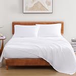 Lane Linen Queen Feuilles ajustées 100% Coton biologique & 2 Carcasses d'oreillers - Blanc GOTS Certifié, 2 Oreillers, Lavable à la machine, Coffre-fort de lavage à froid, doux & Tissu respirant, naturel, Chambre primaire