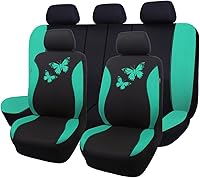 Vista 22 de Flying Banner - Juego completo de fundas para asiento de automóvil Butterfly, estilo universal de moda para mujer, para banco trasero (divisible)