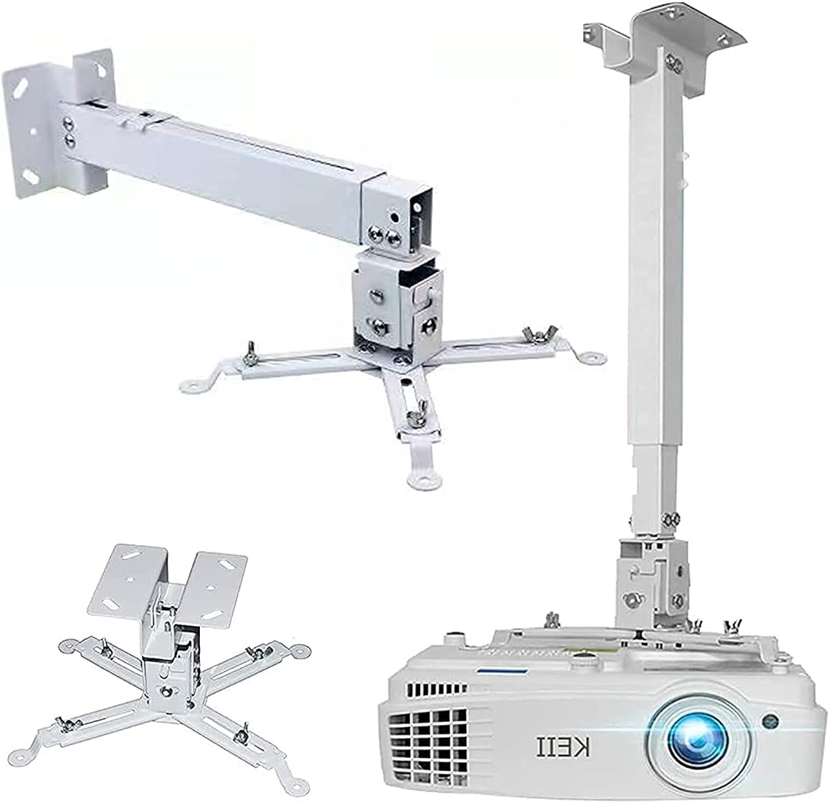 Coret Projector Drop Ceiling Mount Wall Mount, Universal Hanger Projector wall Mount Shelf Holder,Adjustable Height Pole Mount wall Projector Mount for Epson Optoma Benq,Hold up to 33 lbs (White)