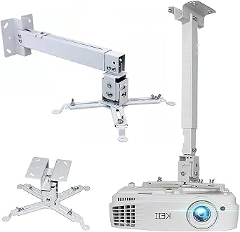 Coret Projector Drop Ceiling Mount, Universal Hanger Wall Mount Shelf Holder, Adjustable Height Pole Mount for Epson Optoma Benq, Holds up to 33 lbs White