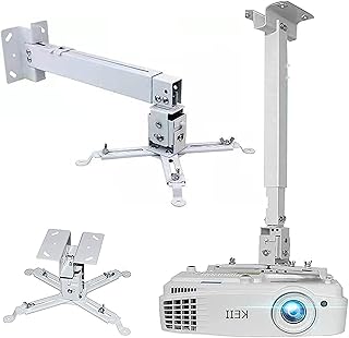 Coret Projector Drop Ceiling Mount, Universal Hanger Wall Mount Shelf Holder, Adjustable Height Pole Mount for Epson Optoma Benq, Holds up to 33 lbs (White)