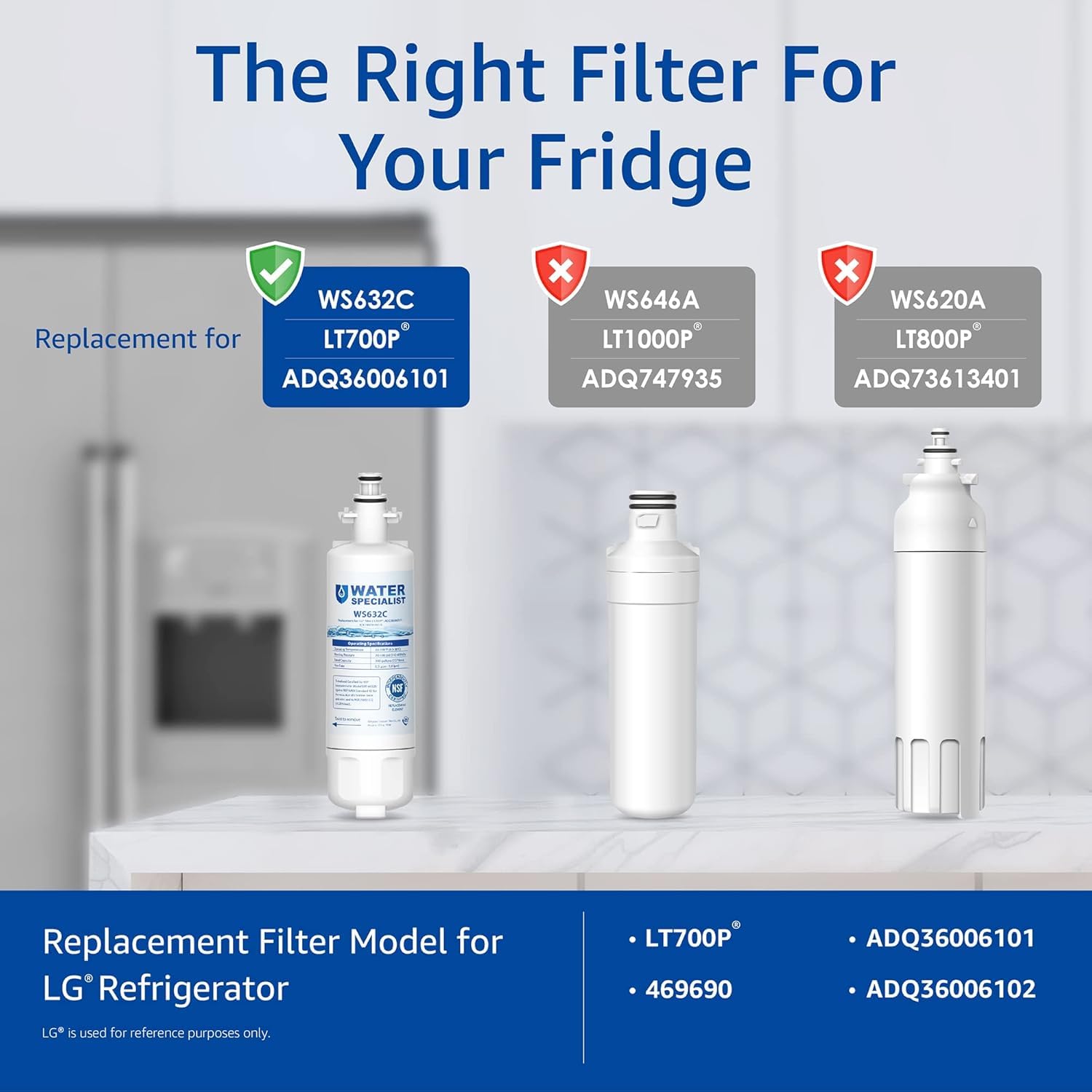 Philips AWP963 NSF/ANSI Certified Refrigerator Water Filter Replacement For Lg Lt700p Lfxs30766s Adq36006101 Adq36006101 S Adq36006101s Adq36006102 Sears Kenmore 9690 46 9690 Pack Of 3 - View #6