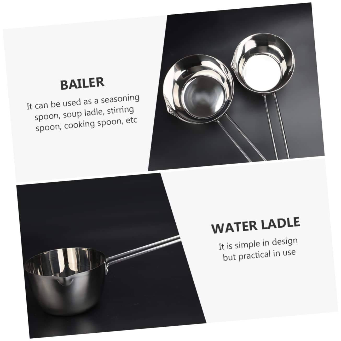 MAGICLULU Mestolo per Acqua in Acciaio Inox Manico lungo Ergonomico e Resistente, Mestolo Cucina Argento per Ristorante e Uso Domestico