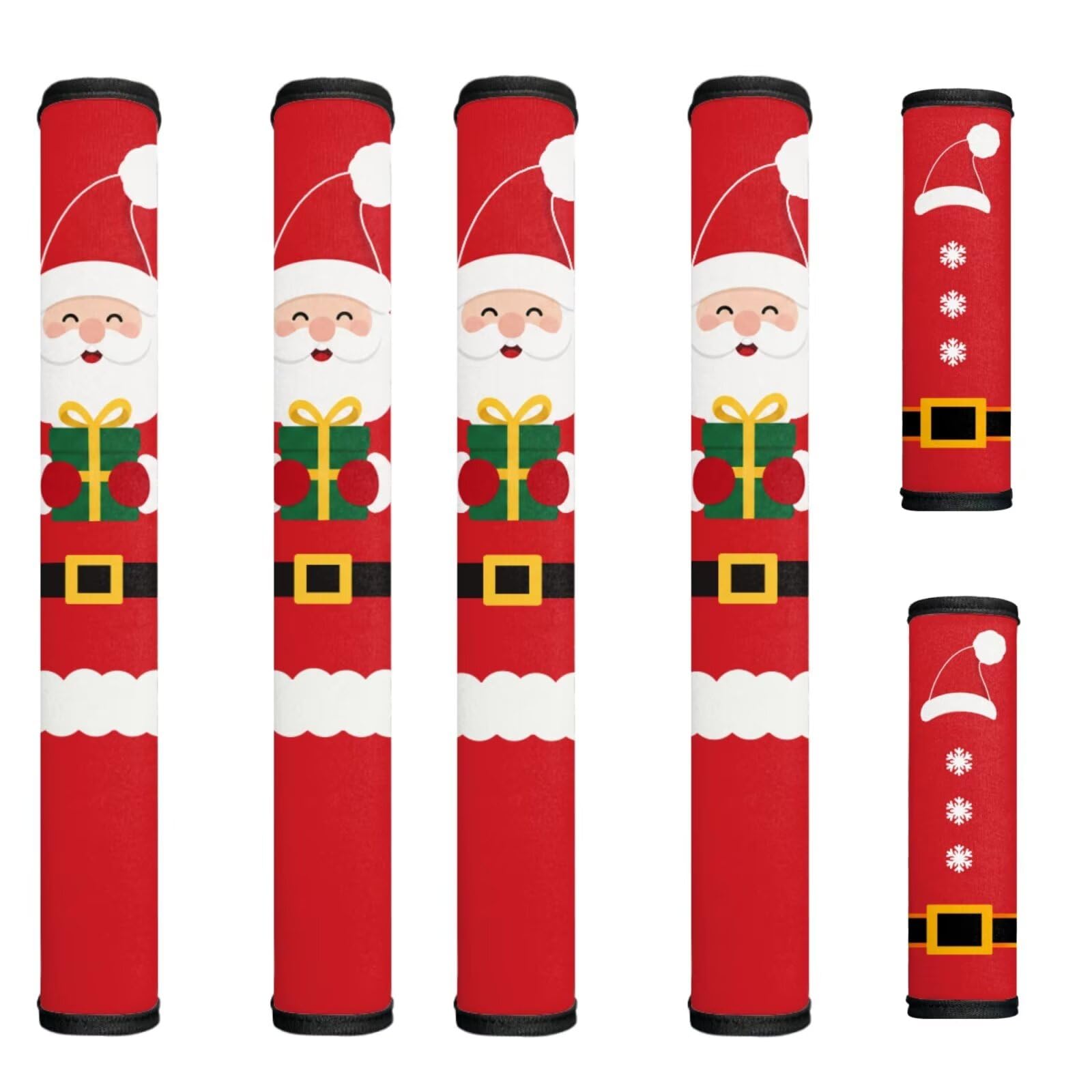 Funny Santa Claus Refrigerator Door Handle Covers Set of 6 Washable Electric Appliance Handle Covers Anti-Slip Fridge Gloves Heat Proof Microwave Christmas Decor