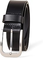 Amazon Essentials Men's Classic Jean Leather Belt - Genuine Buffalo Leather, 7-Hole Adjustable Fit, Modern Buckle