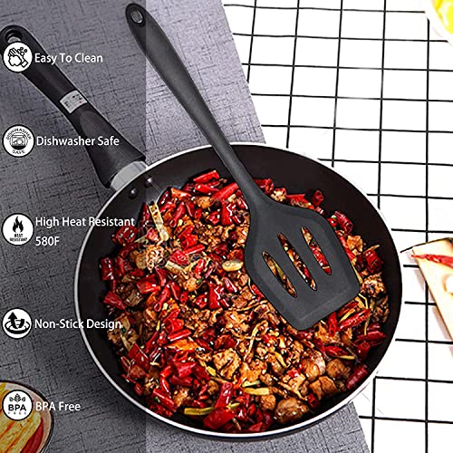 2Pcs Silicone Spatula Set, Non-Stick, BPA Free, Heat Resistant, Slotted Turner, Dishwasher Safe, for Frying, Cooking, Flipping Fish, Eggs, Pancakes - Image 5