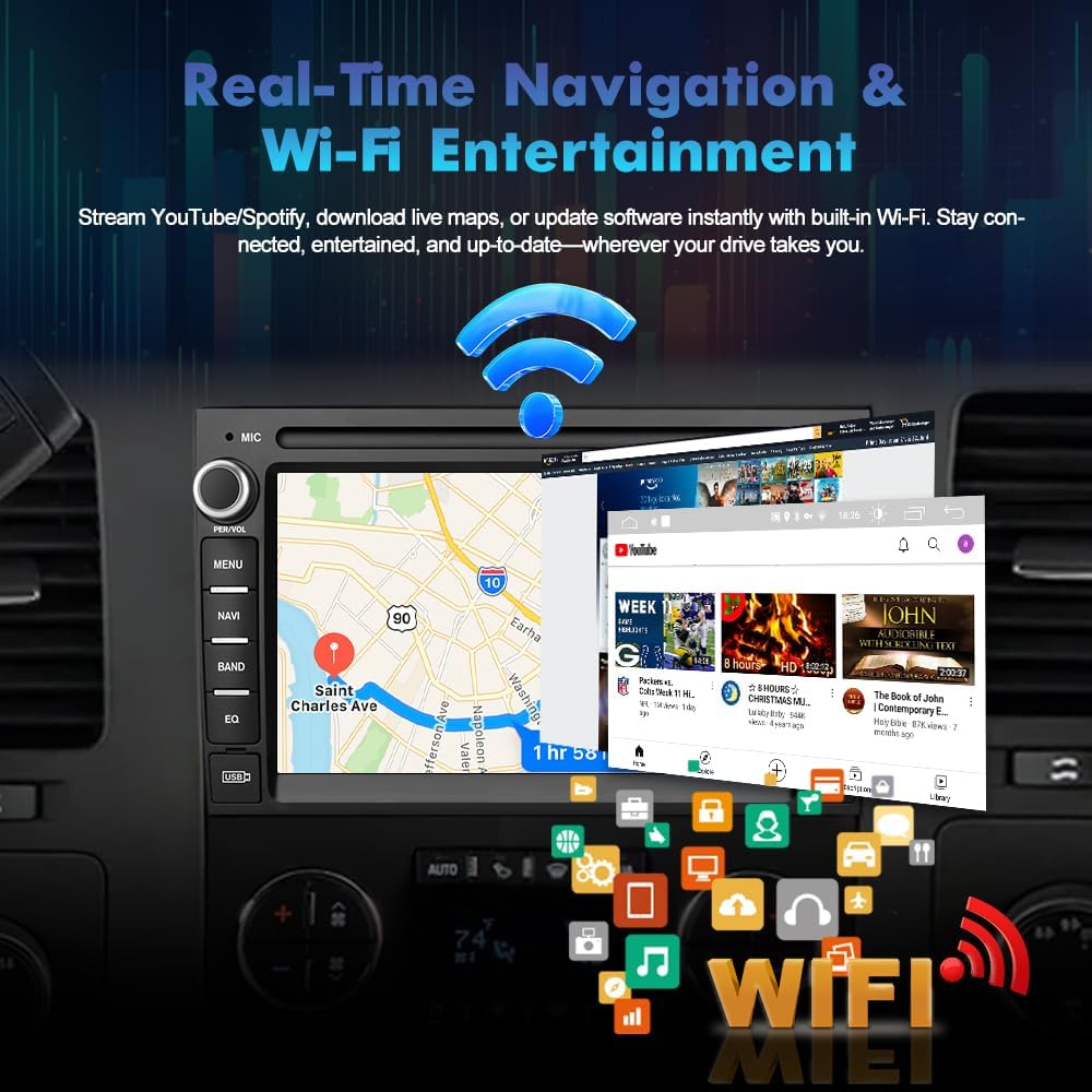 Android 13 Car Stereo for Chevy Silverado Tahoe - 7-Inch HD Touchscreen, 2GB+64GB, CarPlay/Android Auto, Radio Upgrade for GMC Sierra Yukon