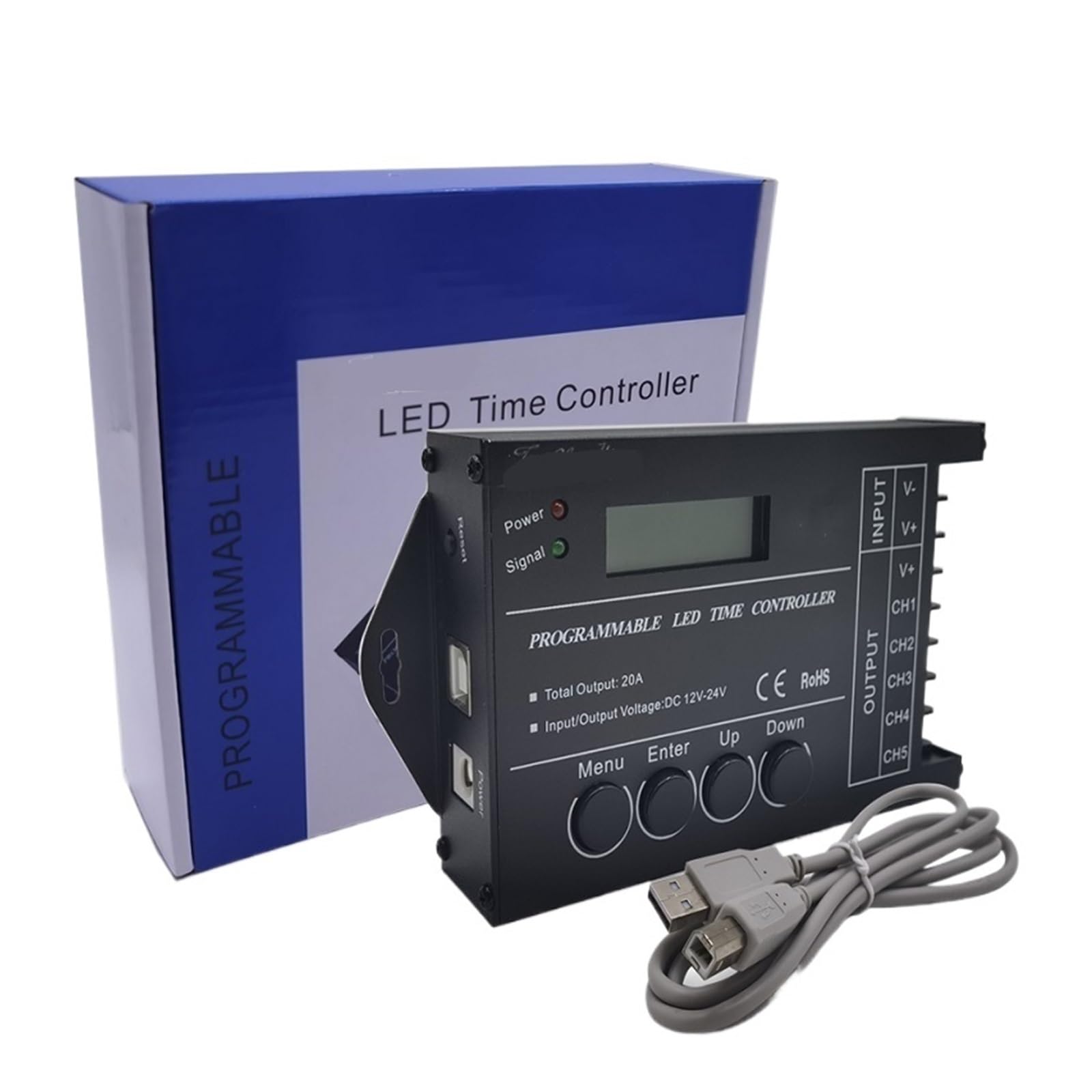 VIOLK TC420 TC421 controlador de tira de luz LED de salida de 5 canales programable por tiempo, ampliamente utilizado en acuarios, peceras y crecimiento de plantas (Color: TC420)