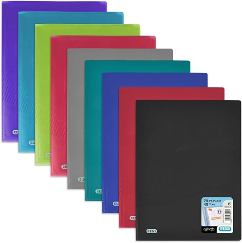 ELBA Lot de 10 Protèges document OSMOSE A4 20POCH PP Coloris aléatoire