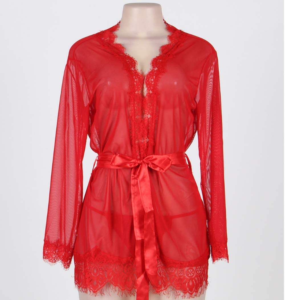 YUHOOE Vestaglie Donna Seta,Lingerie Sexy Lingerie Sexy Da Notte Per Donna Biancheria Intima Di Pizzo Abiti Intimo Babydoll Vestito Trasparente Rosso