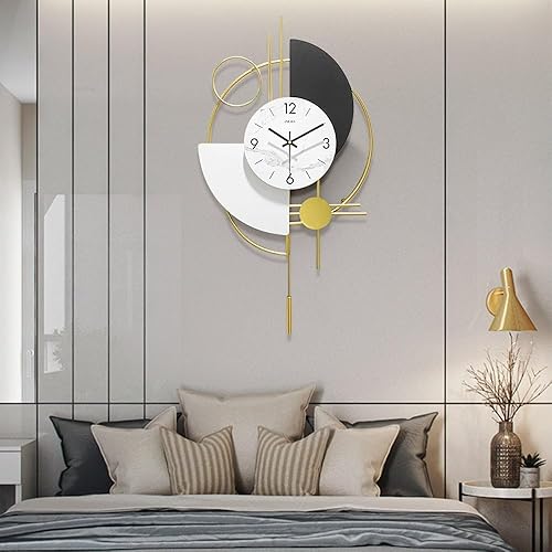 Miniatura 6 de homary Relojes modernos de 16.5 pulgadas para sala de estar, relojes de pared dorados decorativos, reloj de pared grande redondo 3D, reloj de pared