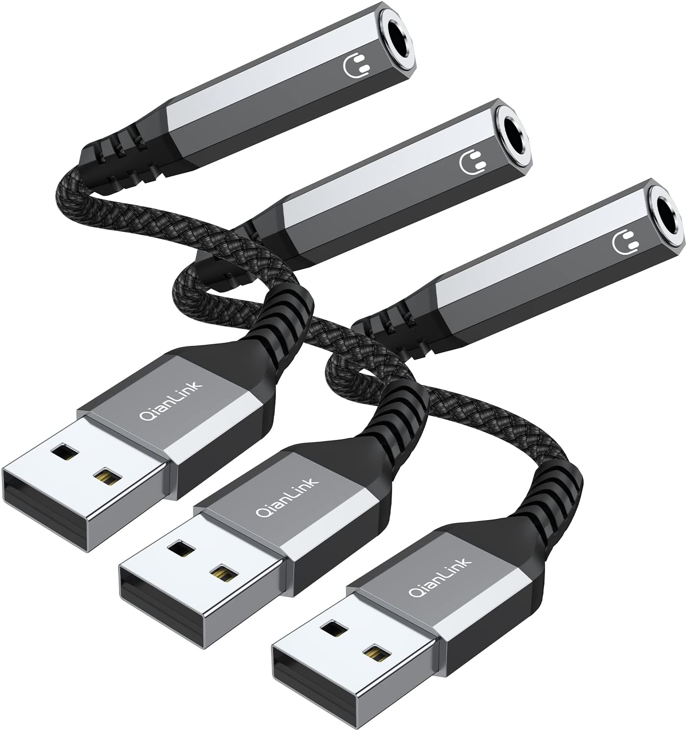 USB to 3.5mm Jack Audio Adapter (3Pack), USB to Audio Jack