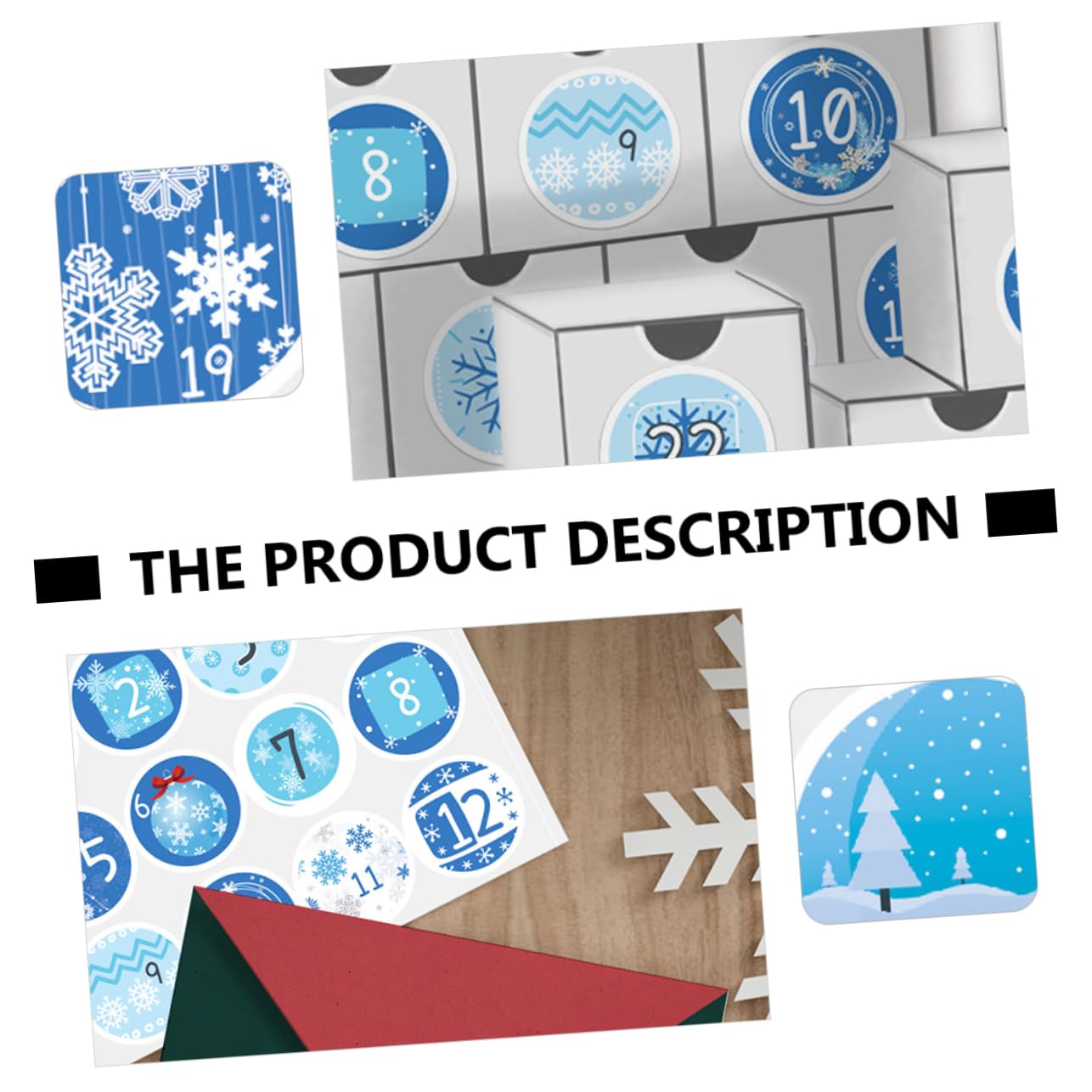 PRETYZOOM 160 Blatt Weihnachtskalender-Aufkleber Weihnachts-Countdown-Kalender Keks-Geschenktüten adventskalenderaufkleber weihnachtskalender aufkleber Weihnachtsgeschenkanhänger Blue