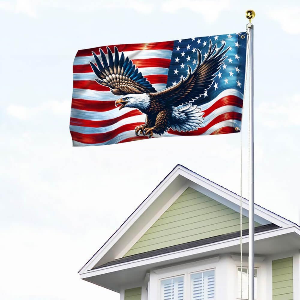 American Flag-Patriotic Eagle American Grommet Flag TQN2402GF, 3x5 ft., With Flagpole Mounting Rings-USA Flags Premium Polyester-Decorative Indoor Outdoor Flag - Image 4