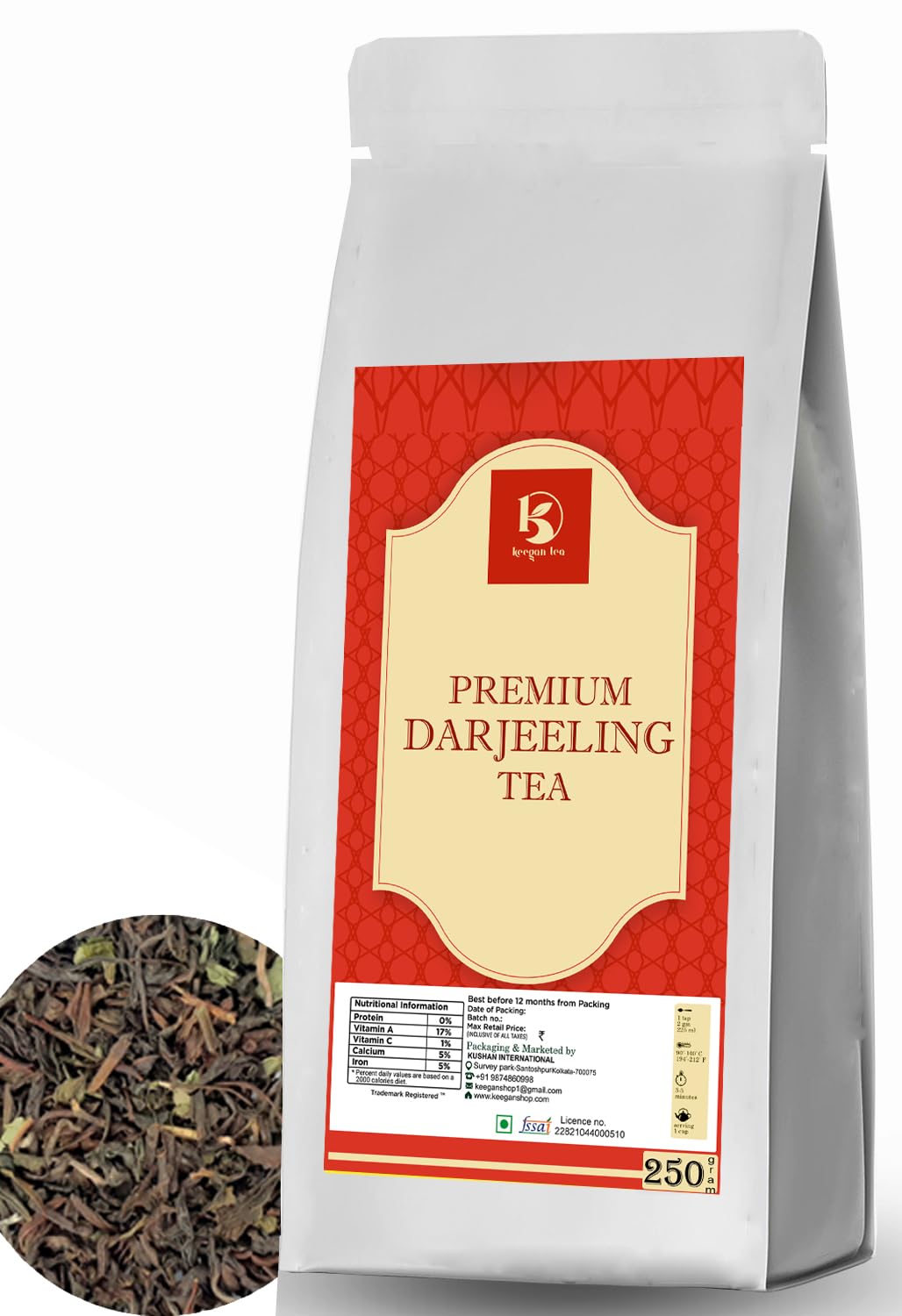 KEEGAN TEA Premium Darjeeling Black Long Leaf Tea 250gm Pouch (B0CVGRK7GW) Amazon Price History, Amazon Price Tracker