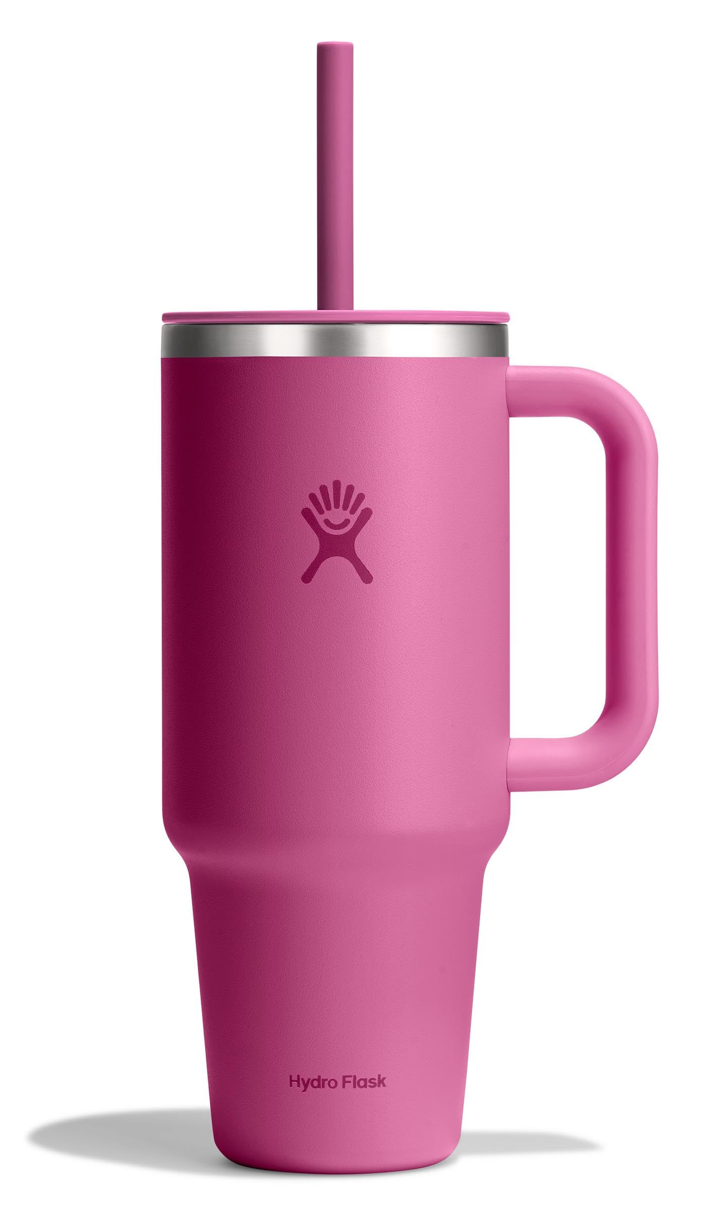 Hydro Flask 40 Oz Travel Tumbler with Handle, Lid and Straw - Insulated Stainless Steel in 40 Oz Reef Pink