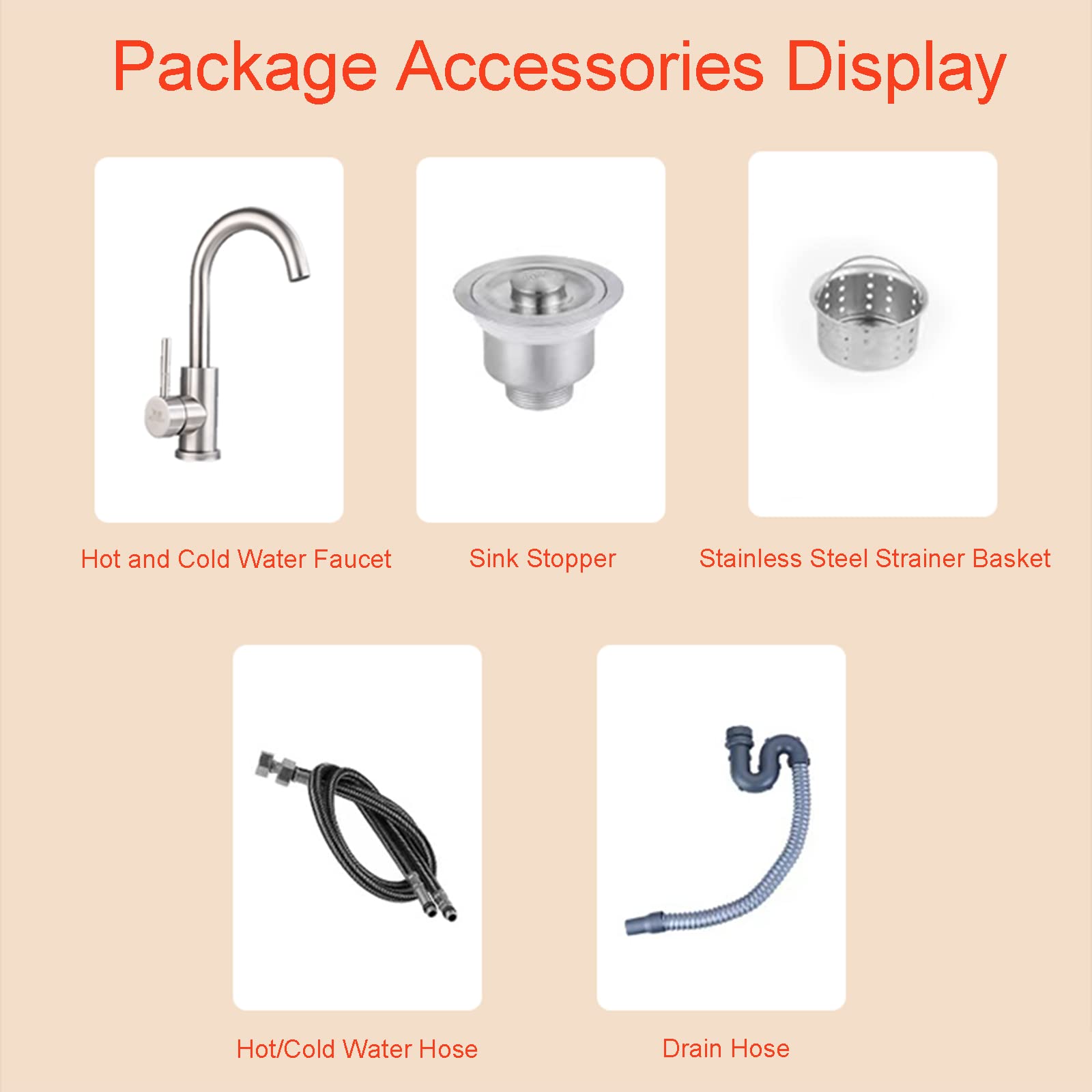 ZTGL Lavandino a Colonna Moderno in Ferro Battuto, Mobile da Bagno con Lavabo in Acciaio Inox, Lavandino su Piedistallo Freestanding Set con Rubinetto e Scarico