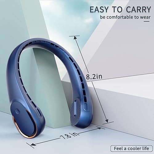 Vista 6 de Neck Fan, USB Rechargeable Personal Fan, 4000 mAh Battery Operated, 3 Speeds Adjustable, Faster Cooling, Ultra Quiet, Suitable for Home, Office