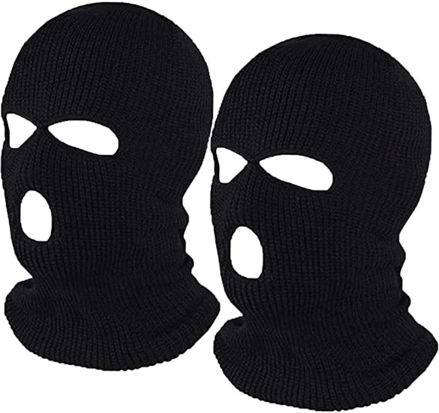 2 PCS 3 Hole Balaclava Full Face Cover Ski Balaclava Winter Outdoor Sport Knitted Face Cover for Outdoor Sports, 1859 - One Size - Black