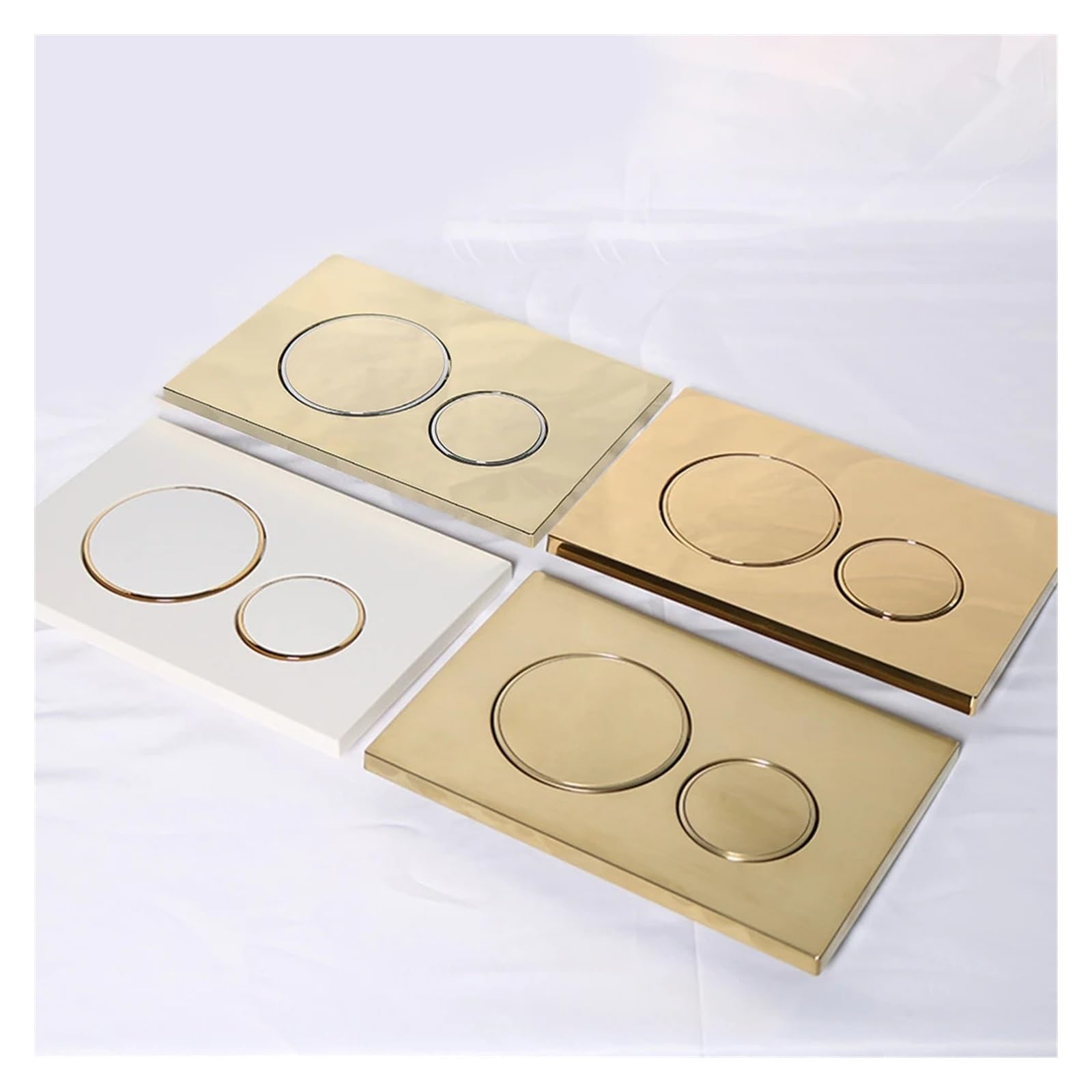 Tablero de Doble Descarga for Inodoro, Tablero de Doble Descarga de Oro Blanco Mate, decoración del hogar de plástico(Gold)