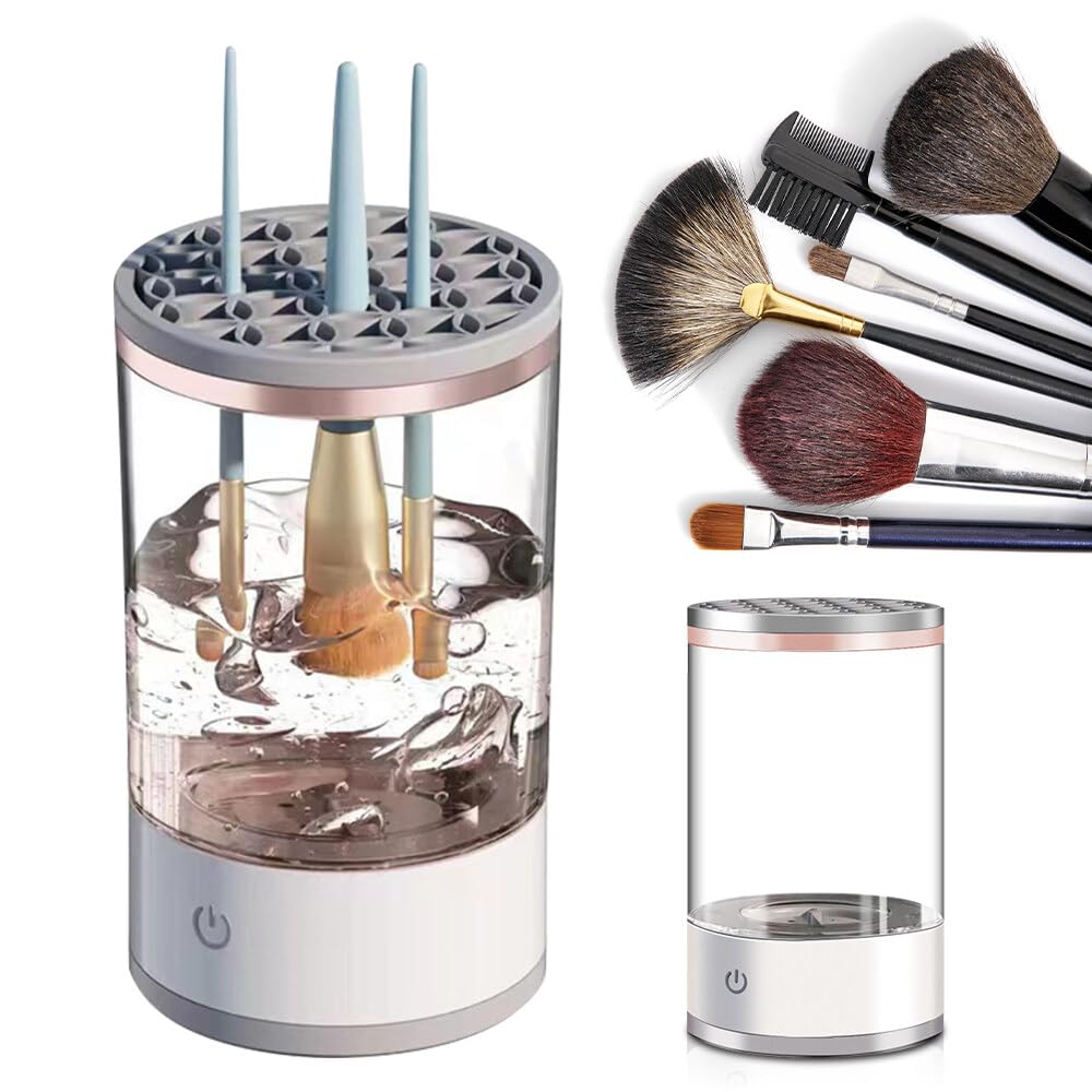 NAVESO Limpiador de Brochas de Maquillaje Electrico, Limpiador Automático de Brochas, Máquina Limpiadora de Brochas de Maquillaje, Limpiador Eléctrico de Brochas de Maquillaje para Todas Las Tallas