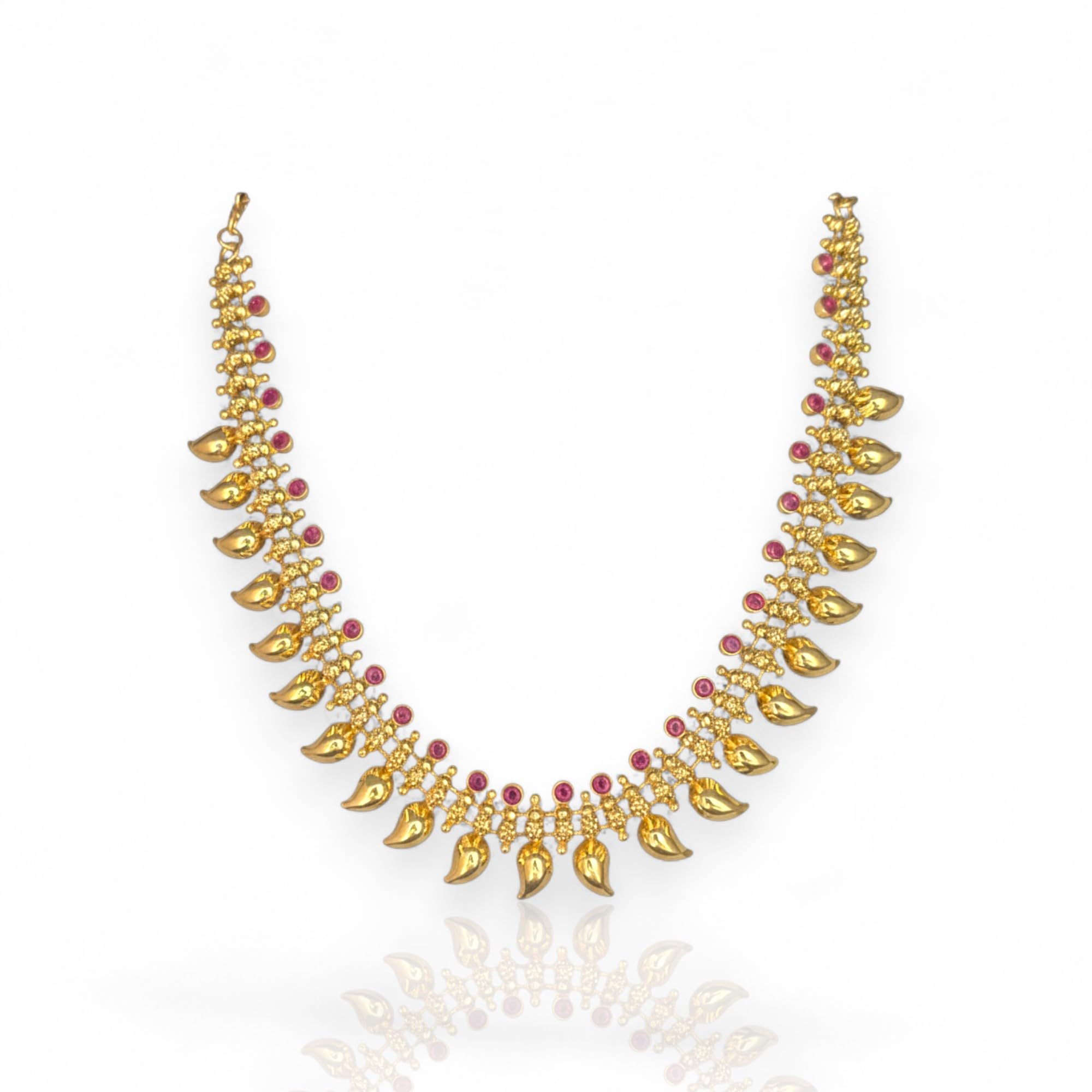 Mango Style Necklace attached Adjustable Back Chain | Great for Special Gatherings | (Red, Short Necklace)
