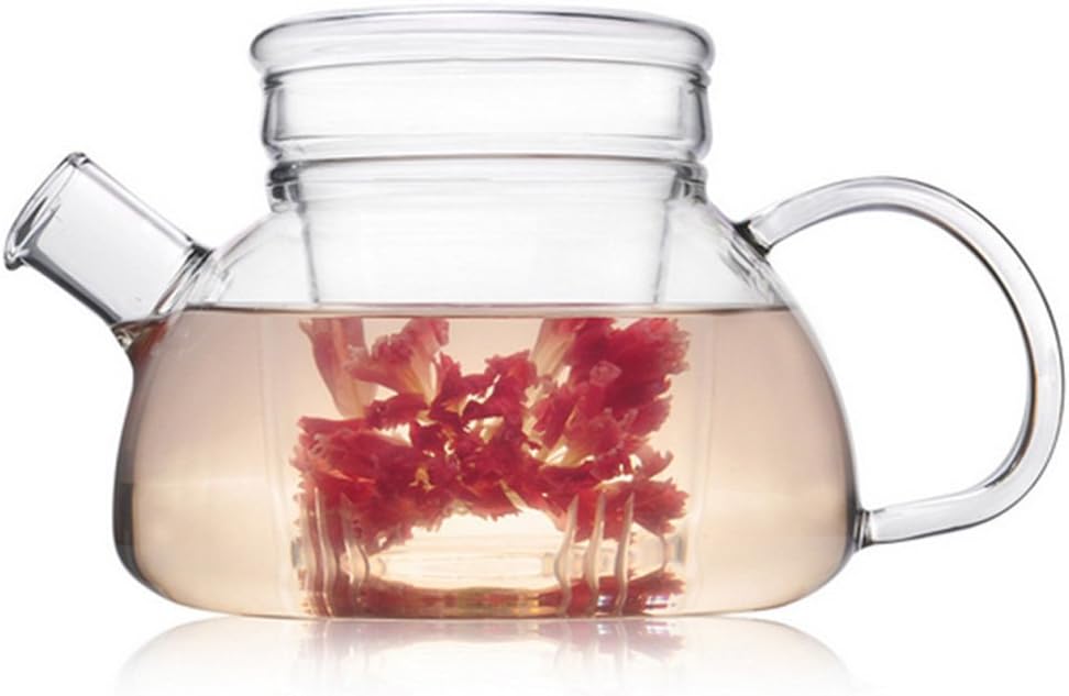 TAMUME 600ML Nordic Style 3-in-1 Glass Teapot with Removable Glass Infuser with Large Spout Non-Drip Fuss-Free Pouring