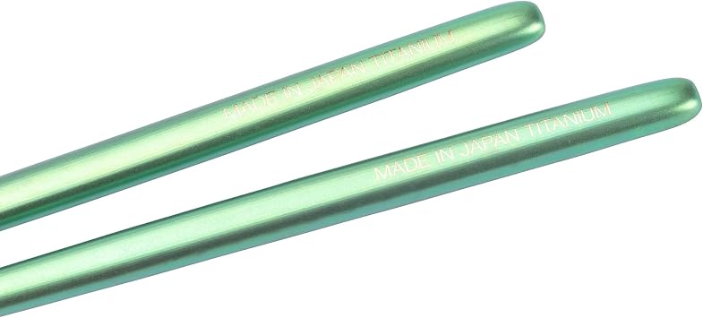 Snow Peak Titanium Chopsticks with Sleeve, Green, Ultralight Japanese Titanium Cutlery for Camping, Daily use & Outdoors