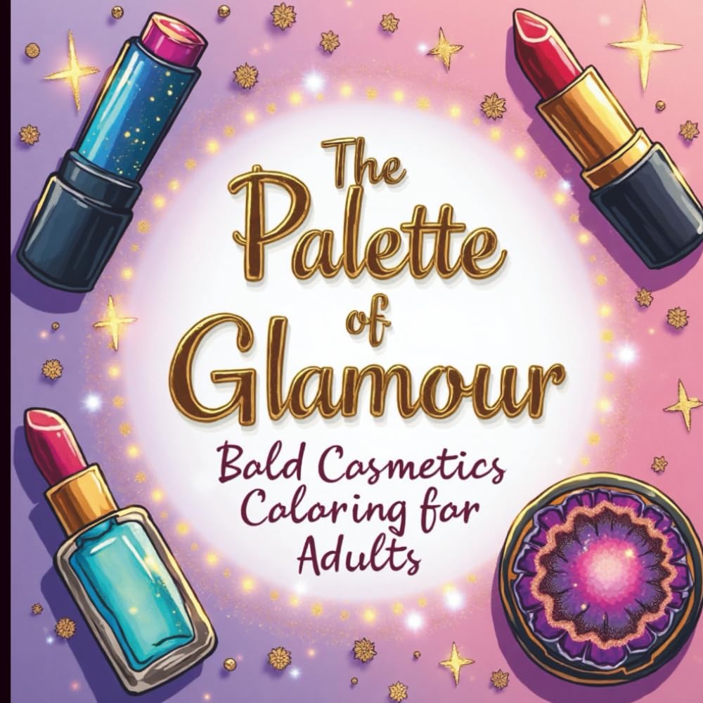 The Palette of Glamour: Bold Cosmetics Coloring for Adults: Immerse yourself in a vast world of glamour, from celestial highlighters and art deco lipsticks to alchemist's serums and geode compacts