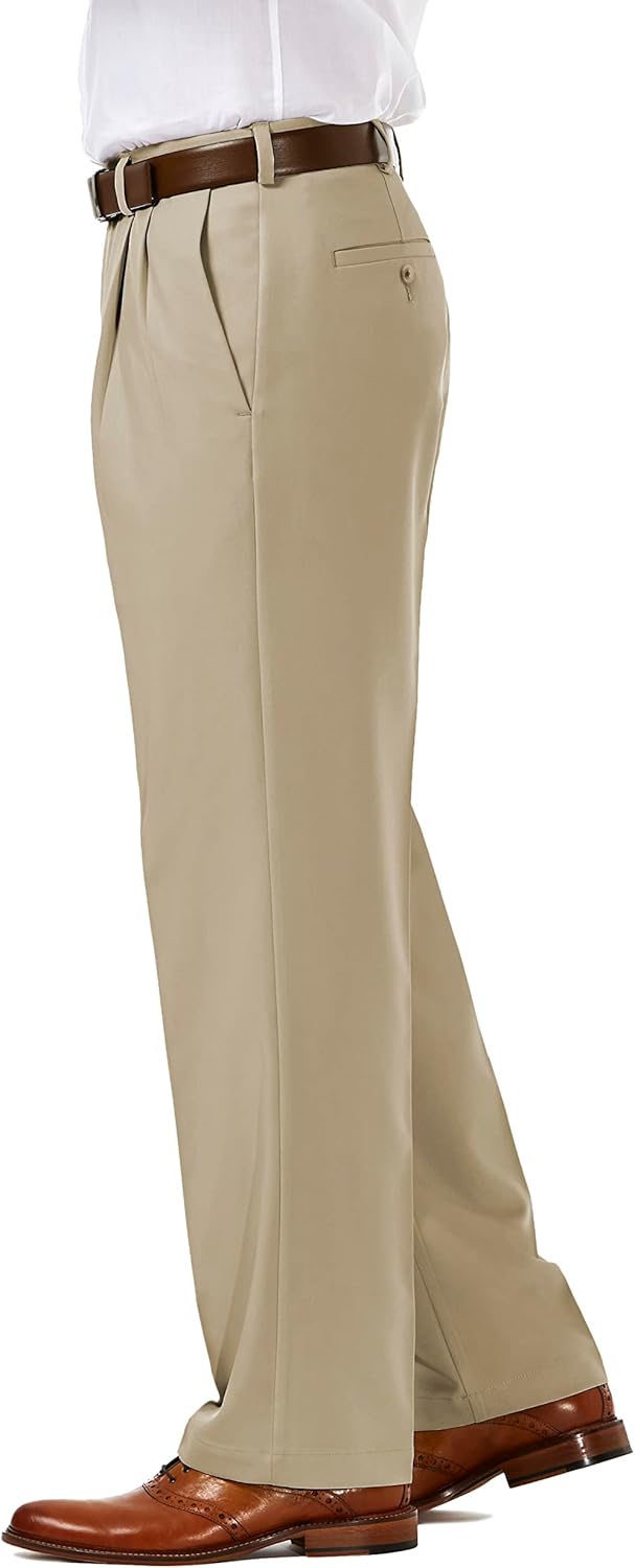 Haggar Men's Cool 18 Pro Classic Fit Pleat Front Hidden Expandable Waist Pant- Regular and Big & Tall Sizes - Image 3