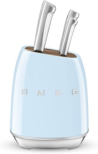 Smeg Juego de bloques de cuchillos de acero inoxidable azul pastel