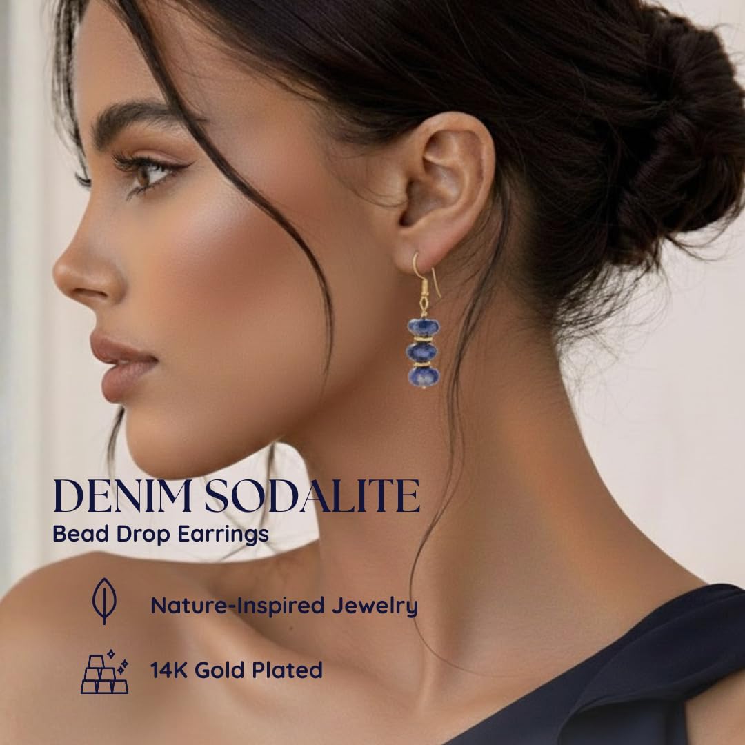 Gempires Lightweight Beaded Earrings Handmade Gemstone Jewelry Hypoallergenic Gold Plated Dangling Earrings For Women - Image 2