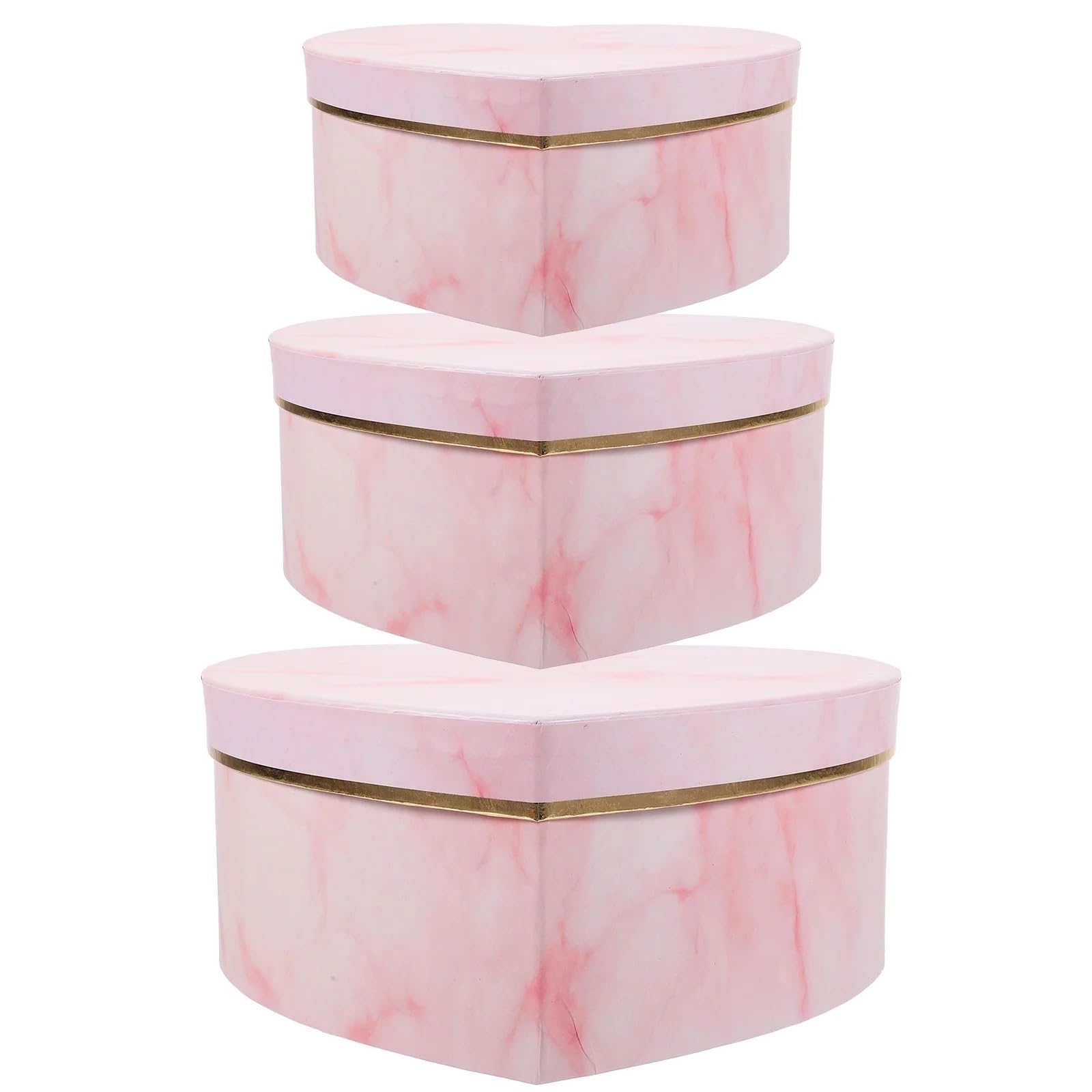 Pudełka w kształcie serca, Pudełko prezentowe dwuwarstwowe, obrotowe, w kształcie serca, 3 szt., wielokolorowe, różne rozmiary(Pink)