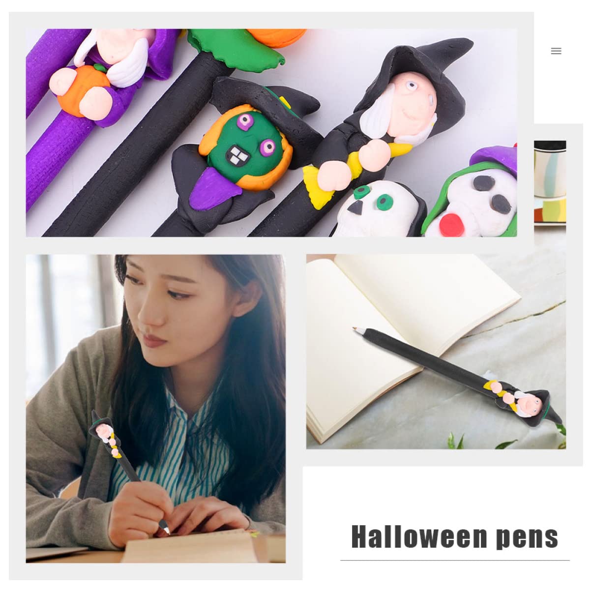 3 Set Penna A Sfera Di Halloween Esposizione Penne Marcatore Marcatori Adesivi Gel Evidenziatori Kit Arredamento Di Halloween Fornitura Di Halloween Argilla Polimerica 12 Pezzi * 3