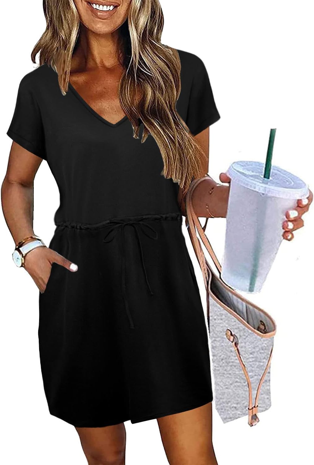 Womens Summer Dresses 2025 Casual Tie Front A Line