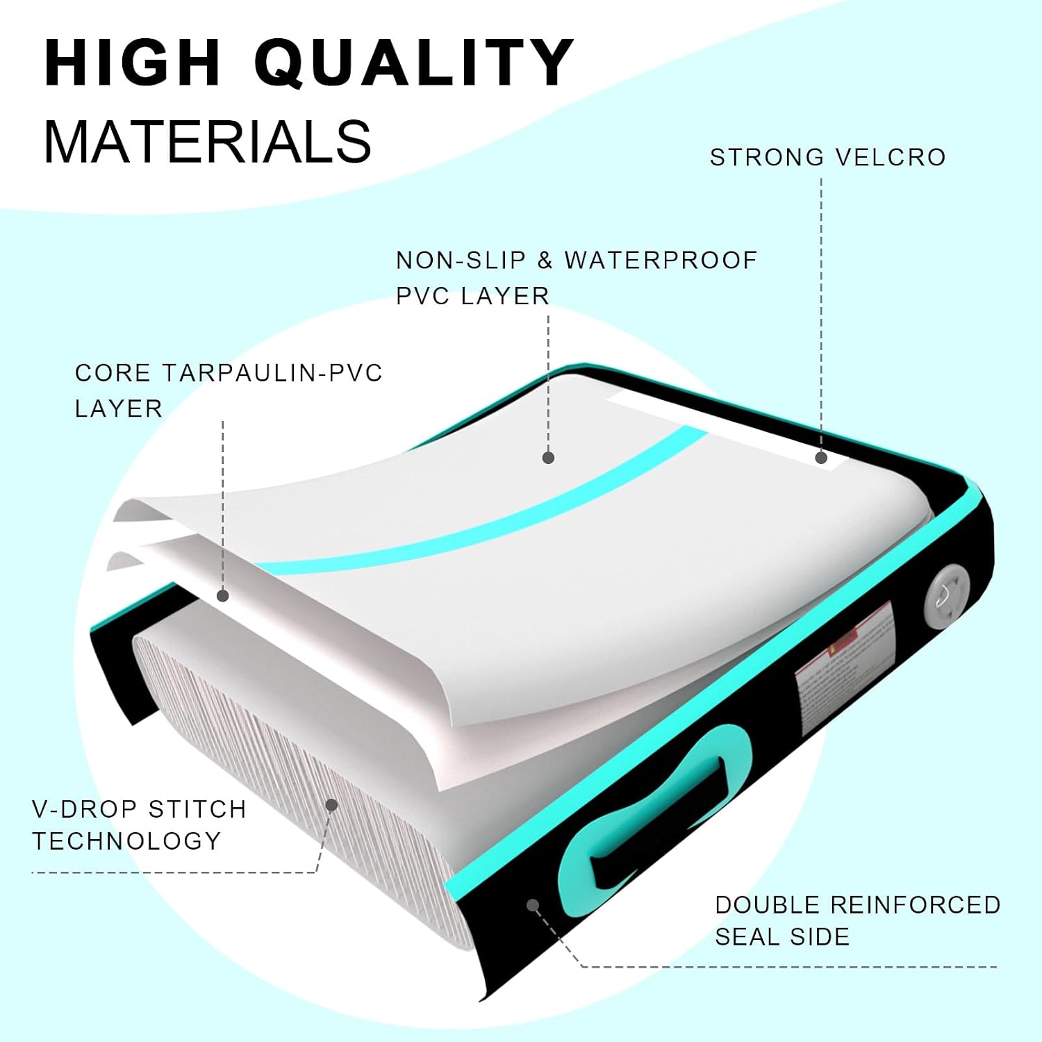 Inflatable Air Gymnastics Mat Tumble Track, 6.6/10/13/16/20ft Tumbling Mat Air Tumbling Track, Air Training Mat with Air Pump for Home/Water Fun/Gym/Yoga/Training/Cheerleading image 3