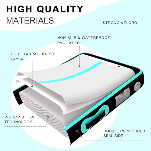 Miniatura 3 de Esterilla inflable de gimnasia de aire, pista de caída de 6.610131620 pies, esterilla de caída de aire con bomba de aire para diversión en el