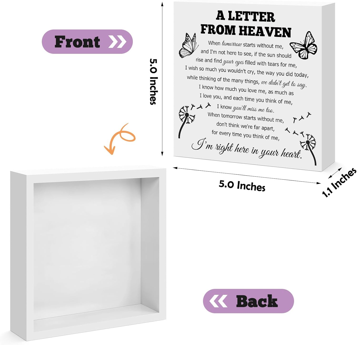 Bereavement Gift Wooden Block Sign Sympathy Memorial Gift for Loss of Mom Dad Grandma Grandpa Husband Wife Sister Brother Condolence Remembrance Table Decor Desk Decor Sign - Image 2