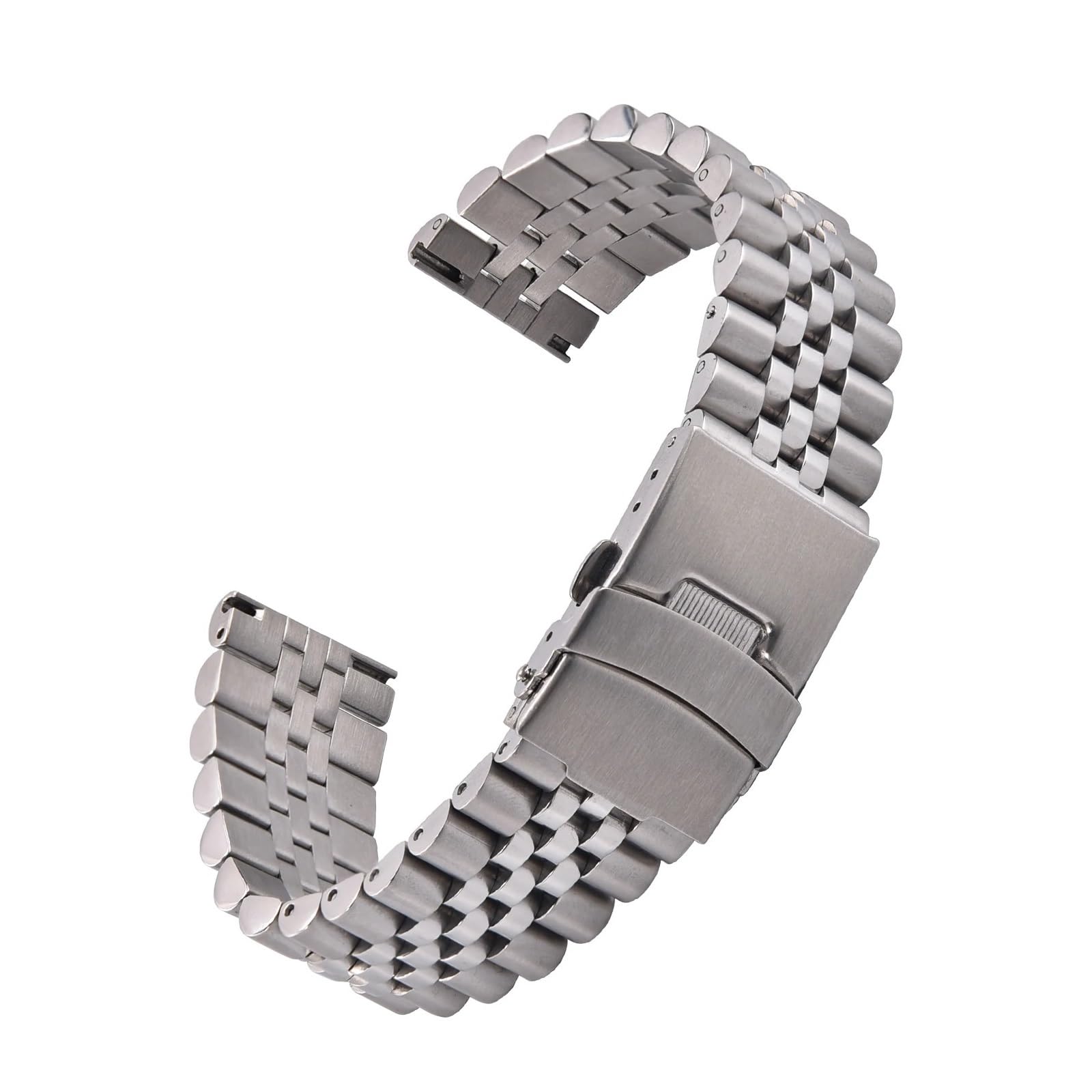 Genérico Correa de reloj acero inoxidable, hebilla plegable plana 20 a 22mm, apta for hombres