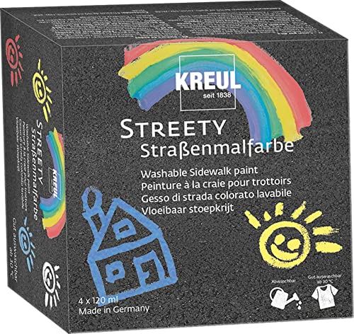 KREUL 43100 - Streety Straßenmalfarbe Set, 4 Farben mit je 120...