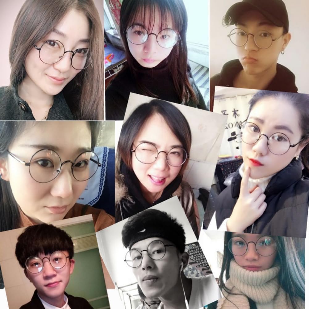 LOVEF Large Oversized Metal Frame Clear Lens Round Circle Vintage Eye Glasses 5.4 * 2inch