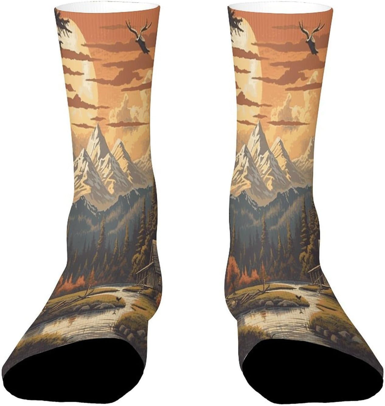 Great Outdoors Crew Sock High Stocking Grippy Socks | Socks for Men & Women,Stockings-Long Thin Tube Sports, Breathable Soft Athletic for Nurses,Travel