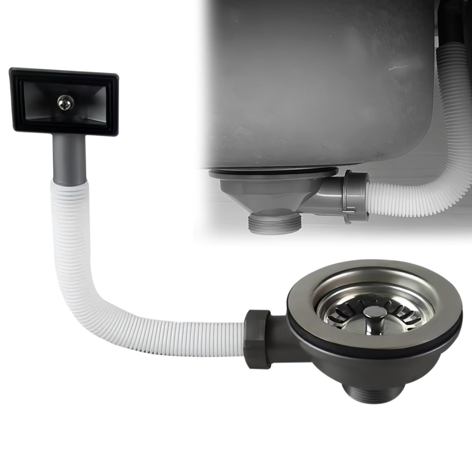 Talea Scarico Lavello In Acciaio Inox 304 - 5,5 Cm Vite Lunga, Per Filtro 114 Mm, XK185GE