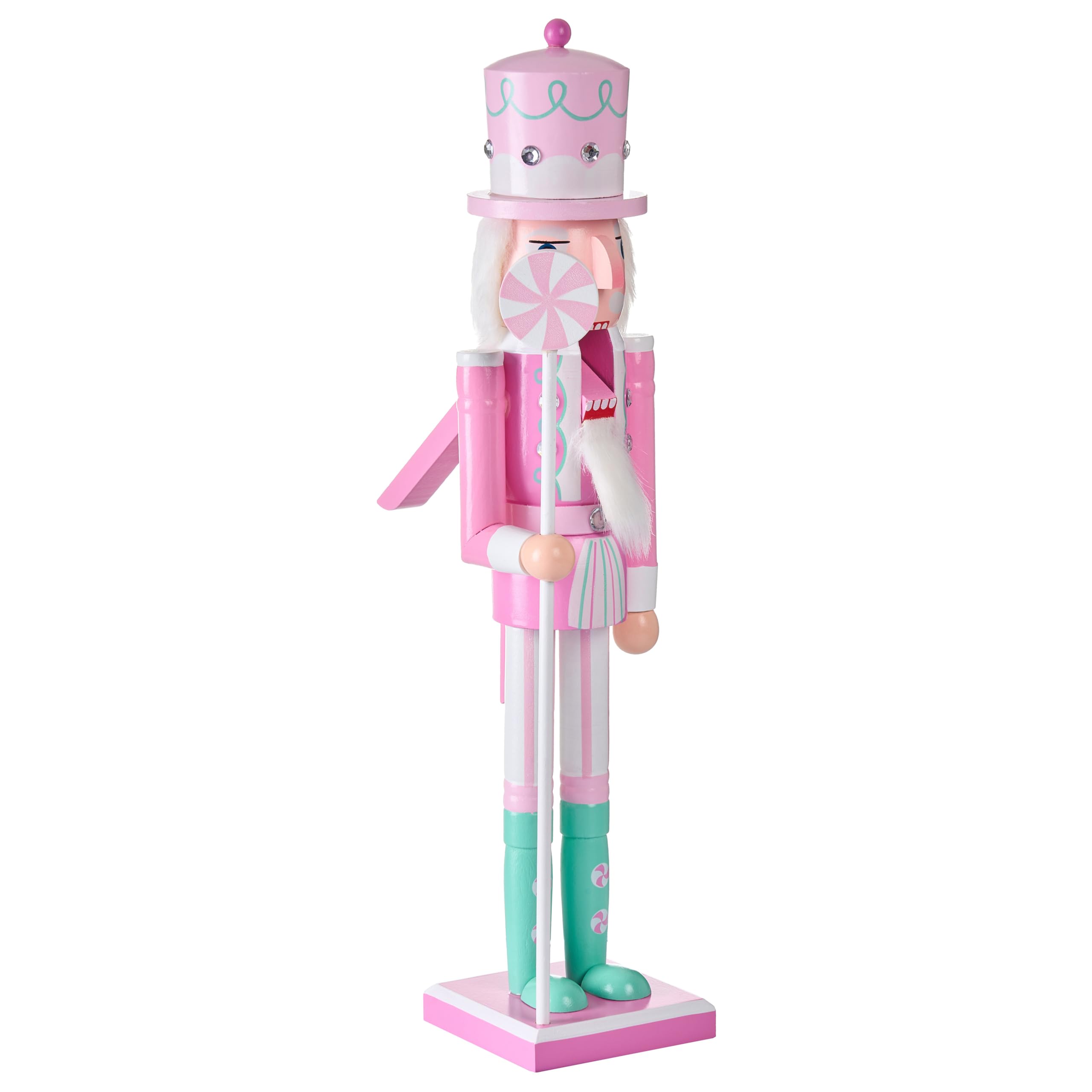 Beliani Figurine en Forme de Casse-Noisette en Bois de Pin Accessoire Décoration de Noël Fait Main Rose Dalalven