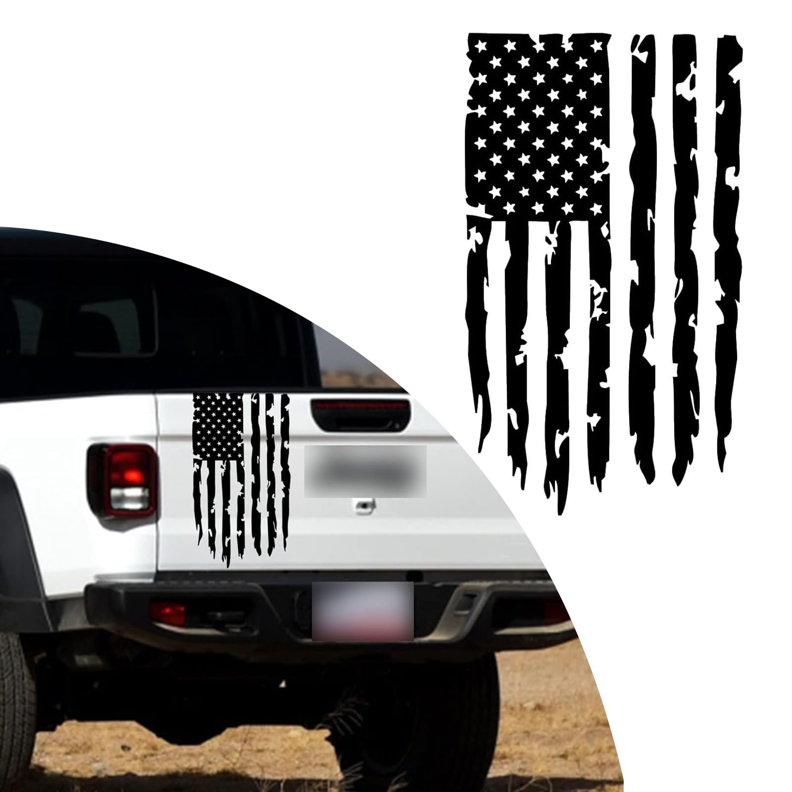 ijuicy 1 PC American Flag Tailgate Decal, Vinyl American Flag Stickers for Trucks, Universal US Flag Car Sticker for Most Car, Trucks, SUVs (Black)